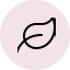 logo feuille en trait noir sur disque rose clair
