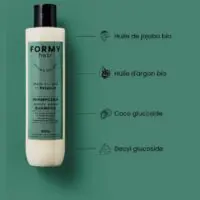 Les 4 ingrédients phares de mon shampoing liquide pour homme. Il contient notamment de l'huile de jojoba bio