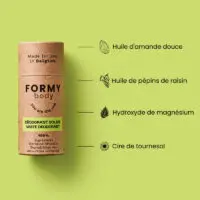 Les 4 ingrédients naturels phares de mon déodorant solide. Il contient notamment de l'huile d'amande douce