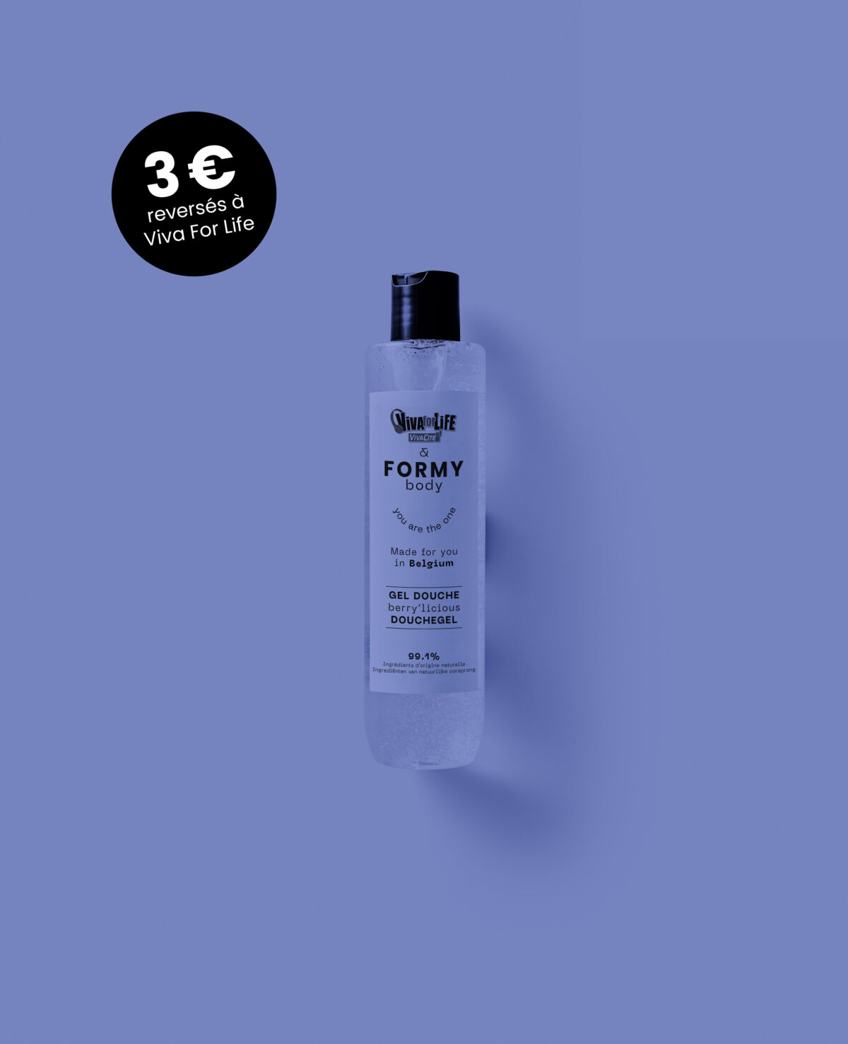 Flacon de gel douche Berry'Licious 250 ml- 3 € reversés à Viva For Life