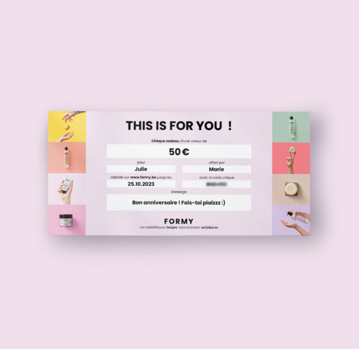 Illustration de ma carte cadeau digitale Formy