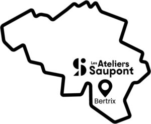 Une carte de la Belgique qui met en évidence la localisation des Ateliers Saupont