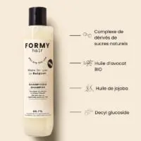 Les 4 ingrédients phares de mon Shampoing liquide pour tous types de cheveux. Il contient notamment de l'huile de jojoba bio
